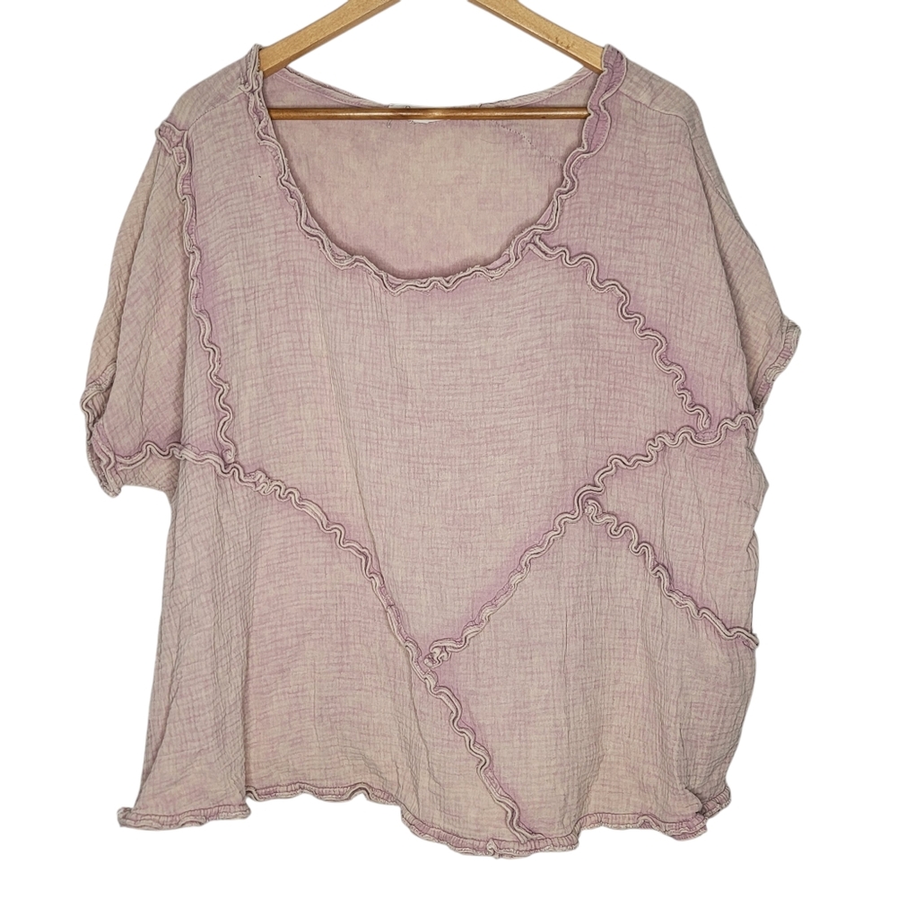 Oli & Hali Light Pink‎ Cotton Guaze Oversized Short Sleeve Top Women's Medium M